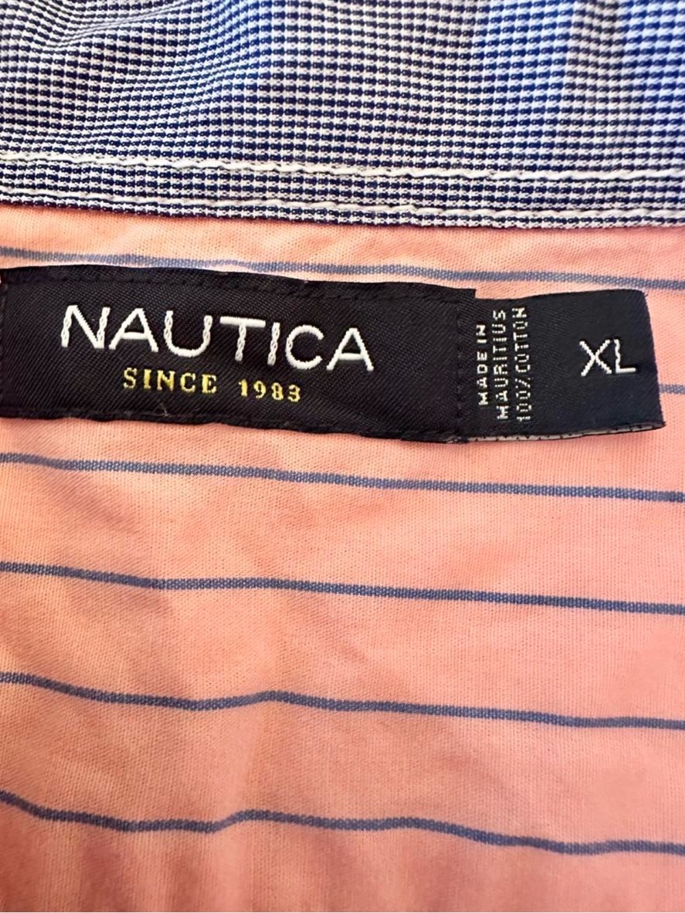 ✨SOLD✨Nautica Pink & Blue Striped Cotton Button Down Shirt XL Coastal Preppy - Picture 5 of 8